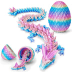 TBOLINE 3D Printed Easter Dragon Egg - Perfect Basket Essentials Stuffers, 4 Pack Prefilled Easter Eggs Filled with Toys, Small Articulated Crystal Animals Fidget Toy for Kid (4PCS1)