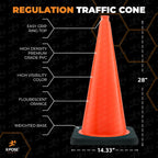 Xpose Safety 28 Inch Orange Traffic Cones Heavy Duty 10lb, 24-Pack - Multipurpose PVC Plastic Safety Cone for Parking, Soccer, Caution, Kids and Construction - DOT Approved