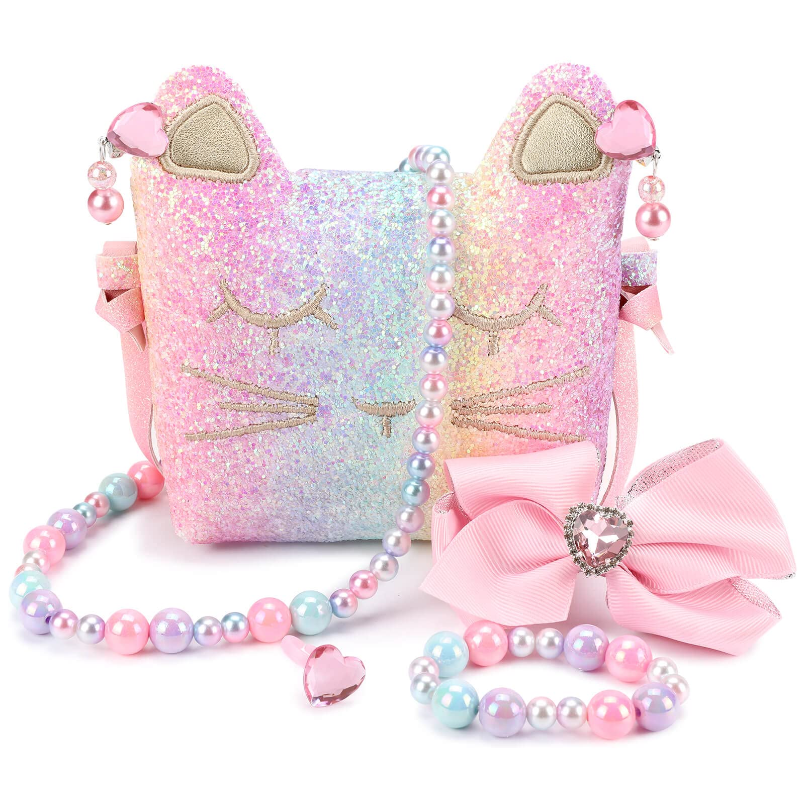 mibasies Purse for Little Girls Dress Up Jewelry Pretend Play Kids Accessories Mermaid Gifts