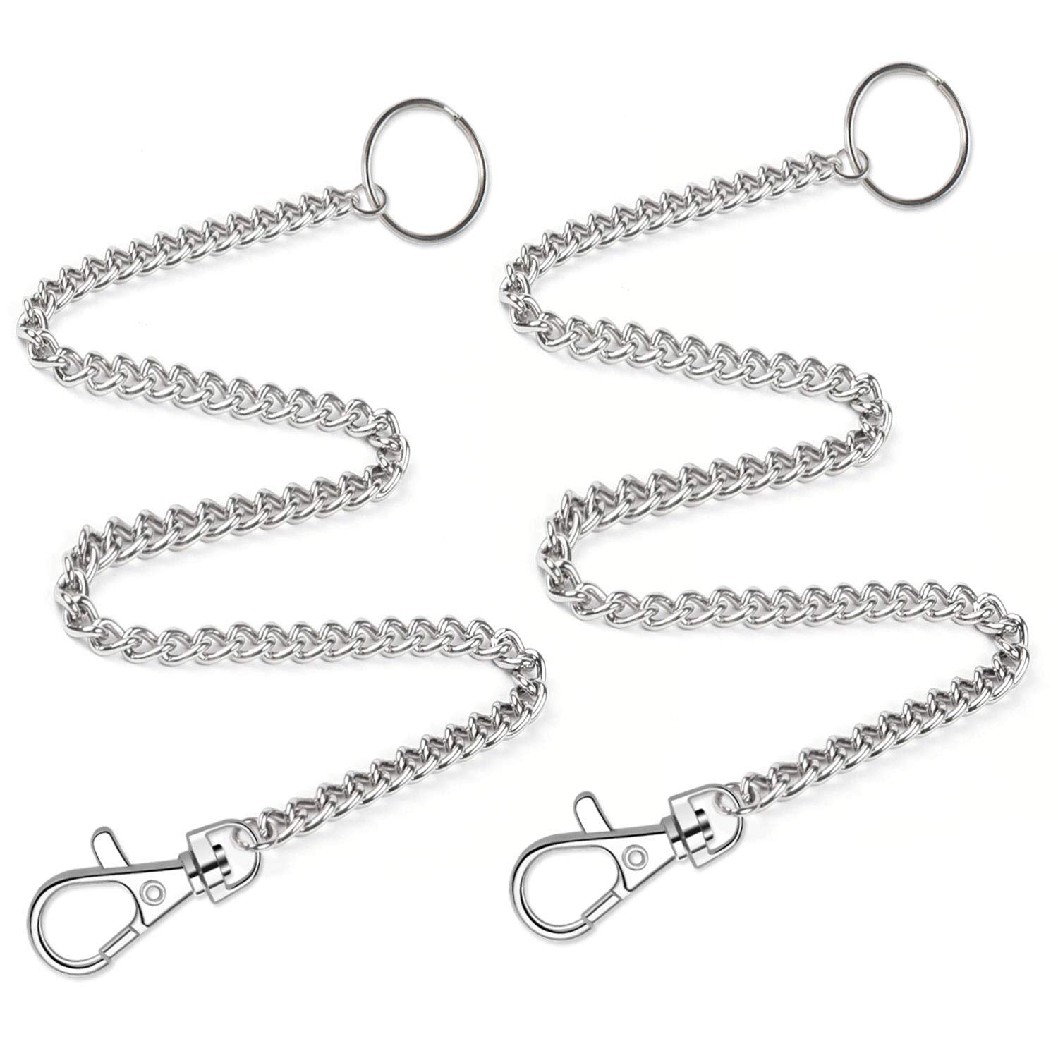 anezus 2Pcs Chain Belt Set, Wallet Chain, Pants Chain, Pocket Chain with Keyring for Pants Belt Jeans Wallets and keys (16” & 20”) - Grand Goldman