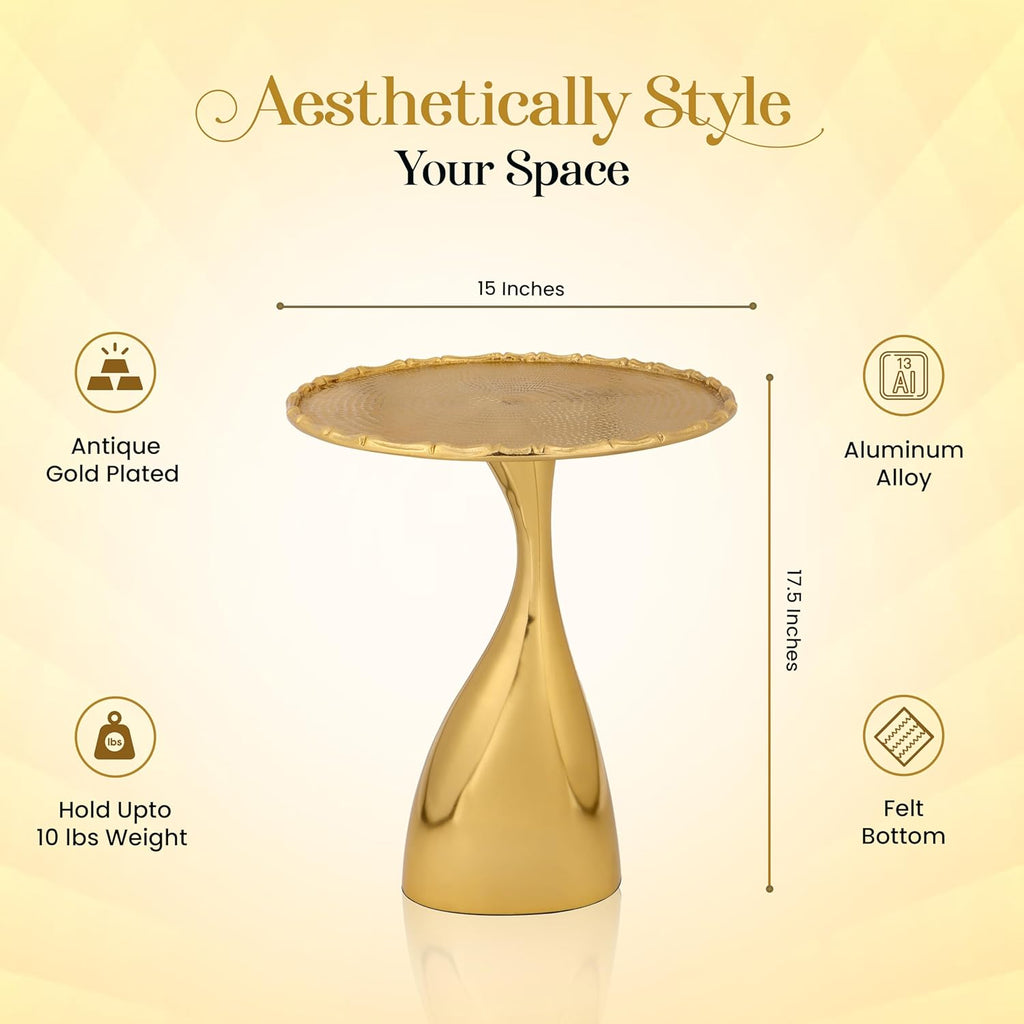 Round Metal Side Table, Coffee End Table for Small Spaces, Lightweight Accent Table for Living Room, Bedroom, Balcony - Easy Assembly,18 Inches (Gold) - APLHA Living Home