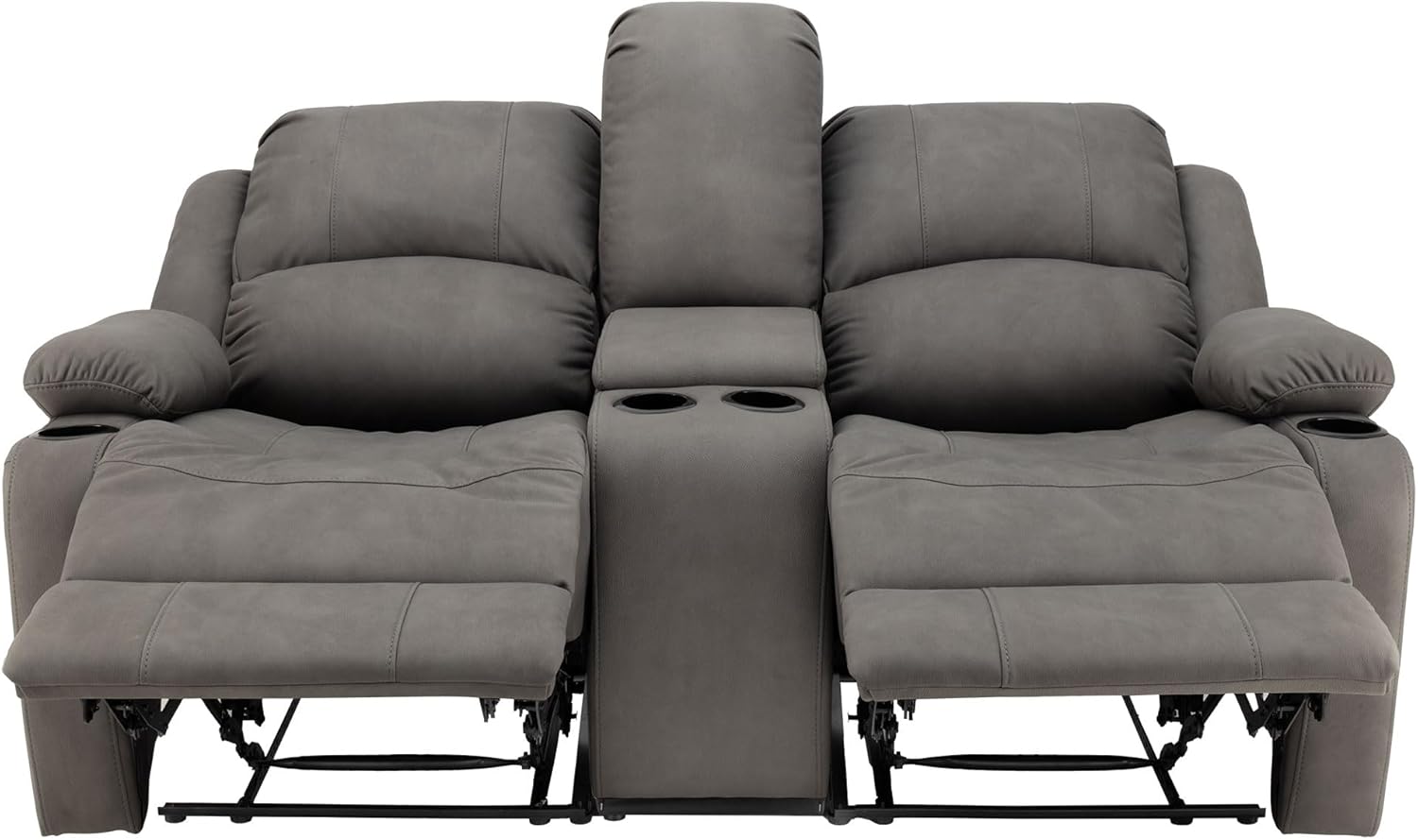 67" Wall Hugger Reclining | RV Theater Seats | Double Recliner RV Sofa & Console | RV Couch | RV Theater Seating | RV Furniture (Powered, Slate)