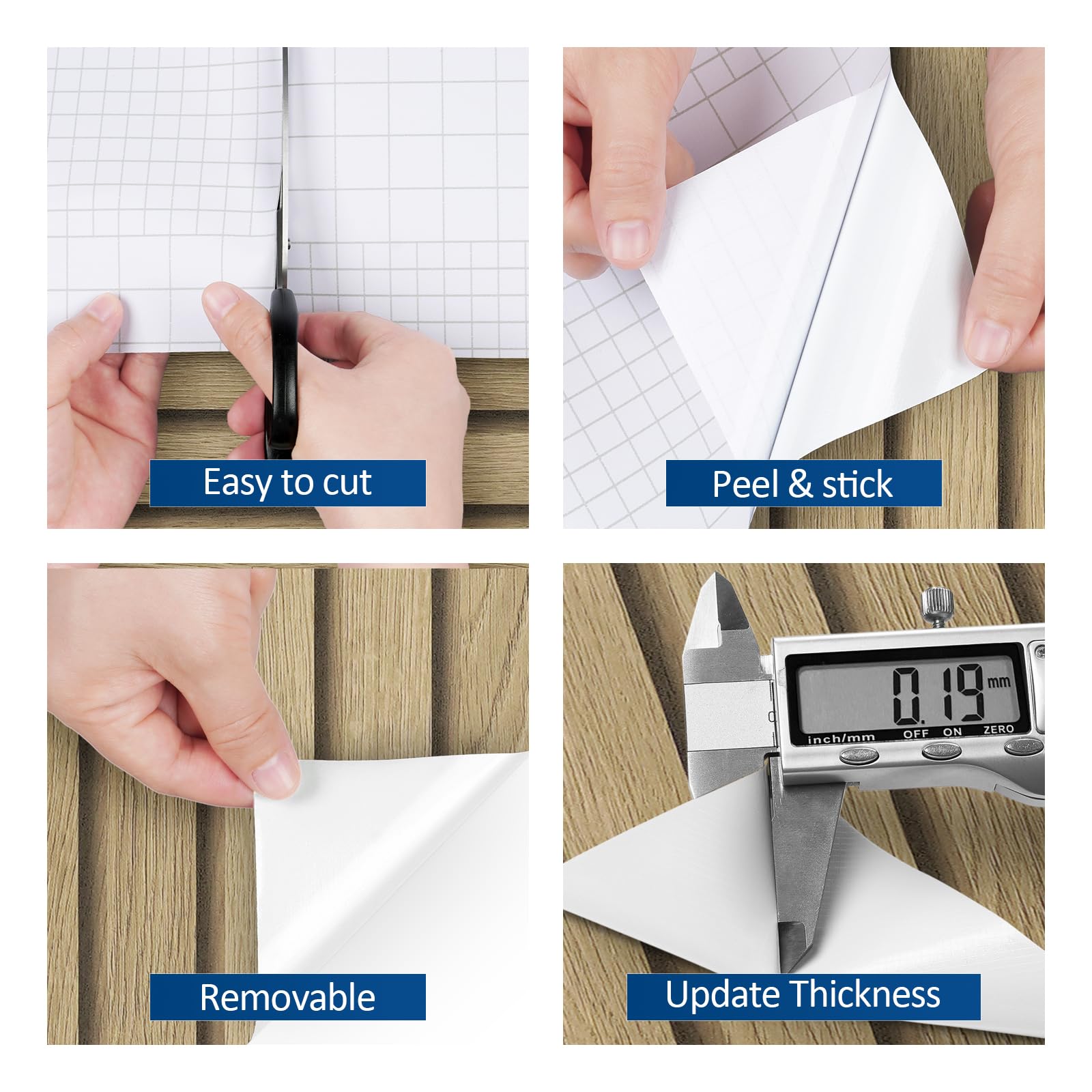 FunStick 24"x200" Wood Slat Peel and Stick Wallpaper Removable Wood Contact Paper Peel and Stick Wood Slats Wall Paper Decor Self Adhesive Vinyl Beadboard Wallpaper for Bathroom Kitchen Cabinets Table