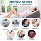 Sasttie Wedge Pillow, 12 Inch Memory Foam Bed Wedge Pillow for Sleeping, Acid Reflux, Back Pain, Post Surgery, and Snoring, Designed with Washable Cover, Cool Gray