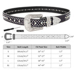 LALATCH Rhinestone Belt for Men Women, Cowboy Cowgirl Bling Western Diamond Leather for Jeans Pants, Silvery Rhinestone/Black