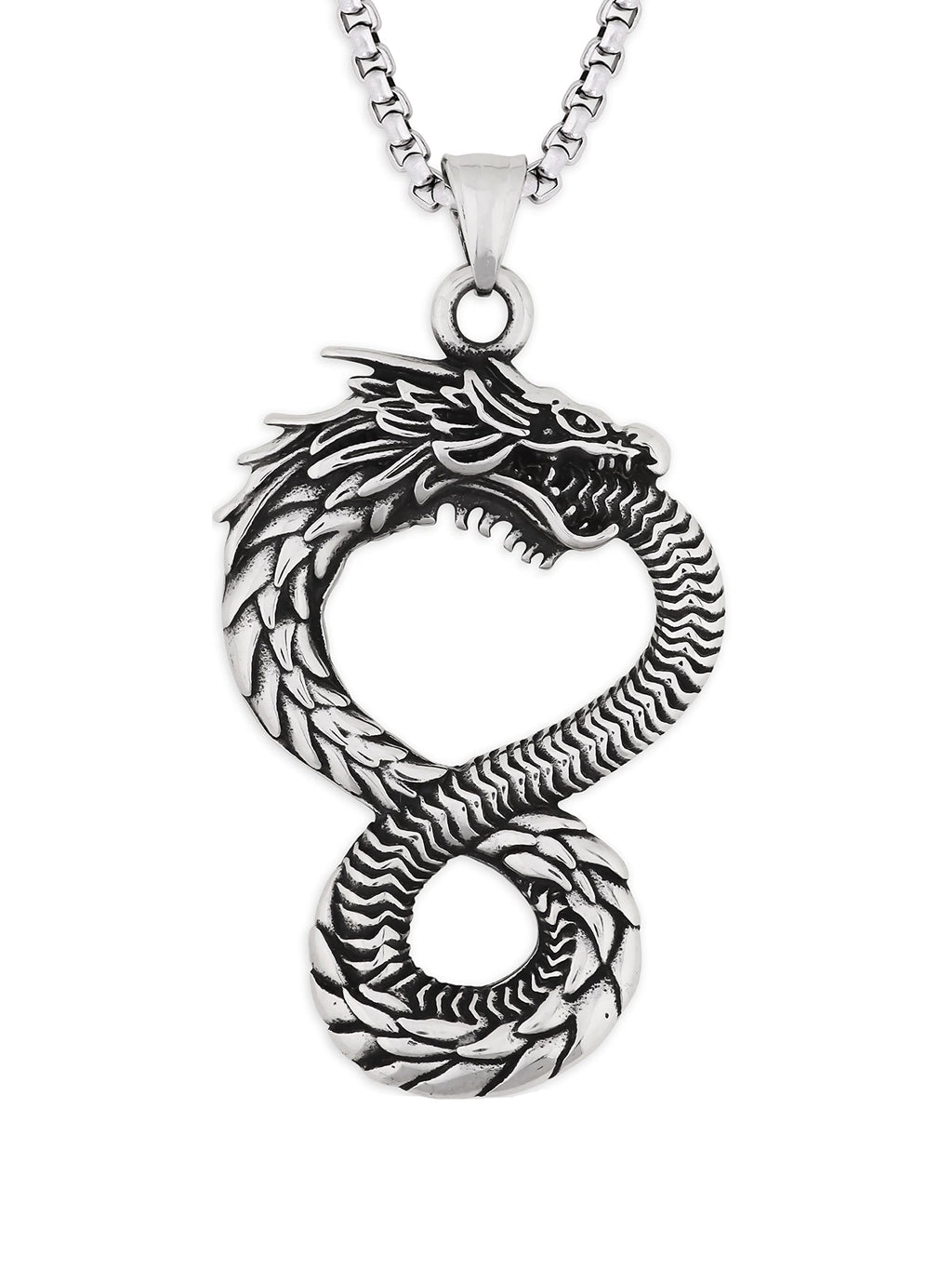 HAQUIL Dragon Necklace, Ouroboros Serpent Dragon Pendant, Dragon Jewelry Gift for Men and Women