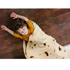 Vessia Burritos Tortilla Blanket Throw Size(Beige,47 inches), Giant Realistic Funny Food Throw for Adults and Kids, 300 GSM Double Sided Soft Novelty Round Taco Blanket
