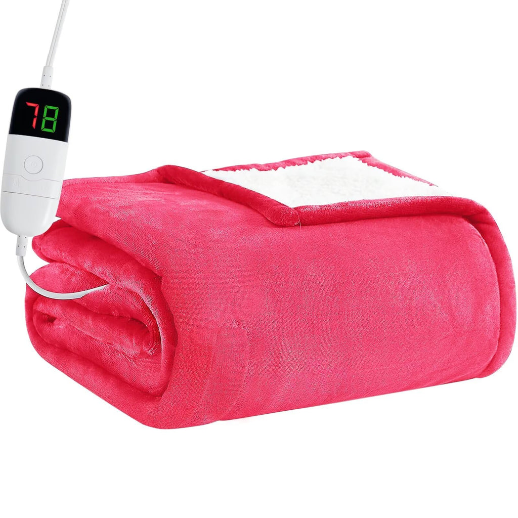 Heated Electric Blanket Queen Size - 84" x 90" Heating Blanket with Dual Control, 10 Levels & 8 Hours Auto Off, Soft Warm Flannel Gift with Over-Heat Protection, ETL & FCC Certified