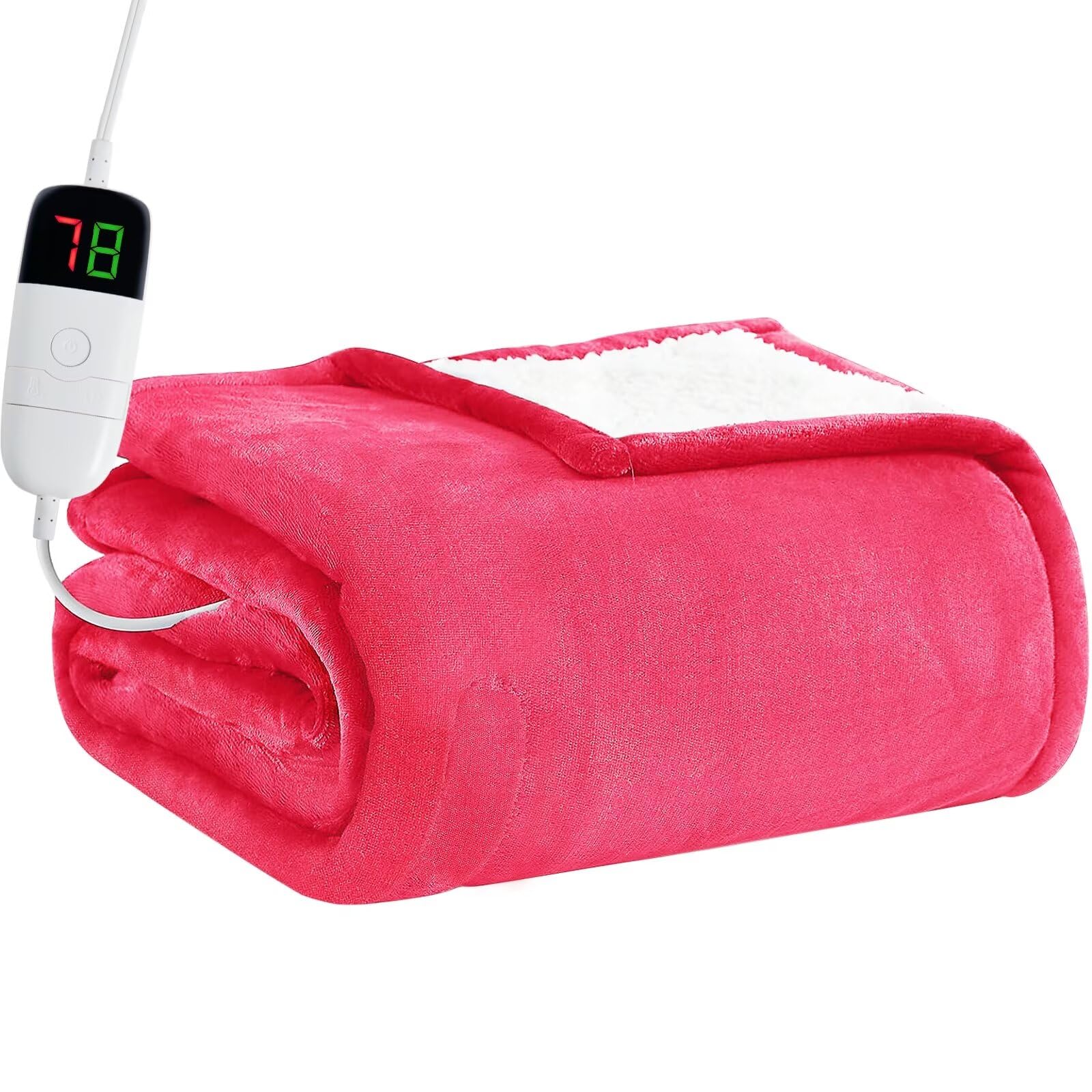 Heated Electric Blanket Queen Size - 84" x 90" Heating Blanket with Dual Control, 10 Levels & 8 Hours Auto Off, Soft Warm Flannel Gift with Over-Heat Protection, ETL & FCC Certified