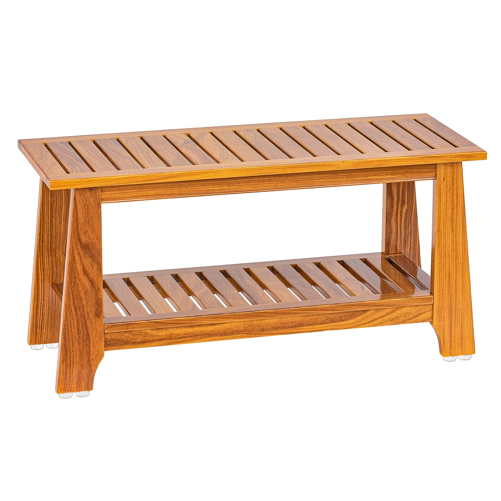 24" Teak Shower Bench with Shelf/Shower Benches for Inside Shower/Teak Shower Seat/Bathroom Bench/Teak Wood Benches for Showers/for Spa, Showers, Pools and Other Wet Environments,Patented Designs.
