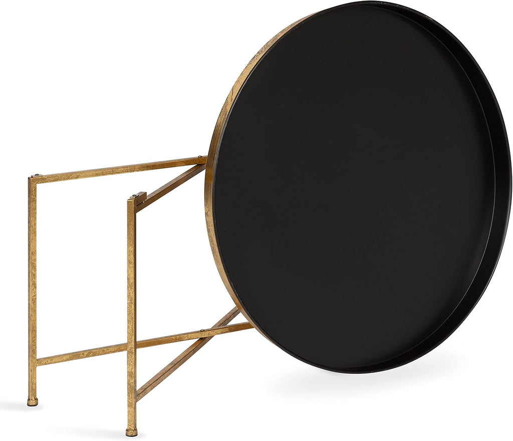 Kate and Laurel Celia Modern Round Coffee Table; 28 x 28 x 19; Black and Gold; Coffee Table for Living Room Decor; Storage; and Display