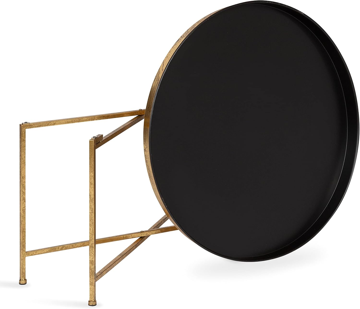 Kate and Laurel Celia Modern Round Coffee Table; 28 x 28 x 19; Black and Gold; Coffee Table for Living Room Decor; Storage; and Display