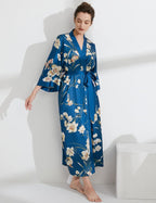 Aensso Long Soft Lightweight Silky Kimonos Robes for Women, Luxury Japanese Floral Womens Kimono Robe