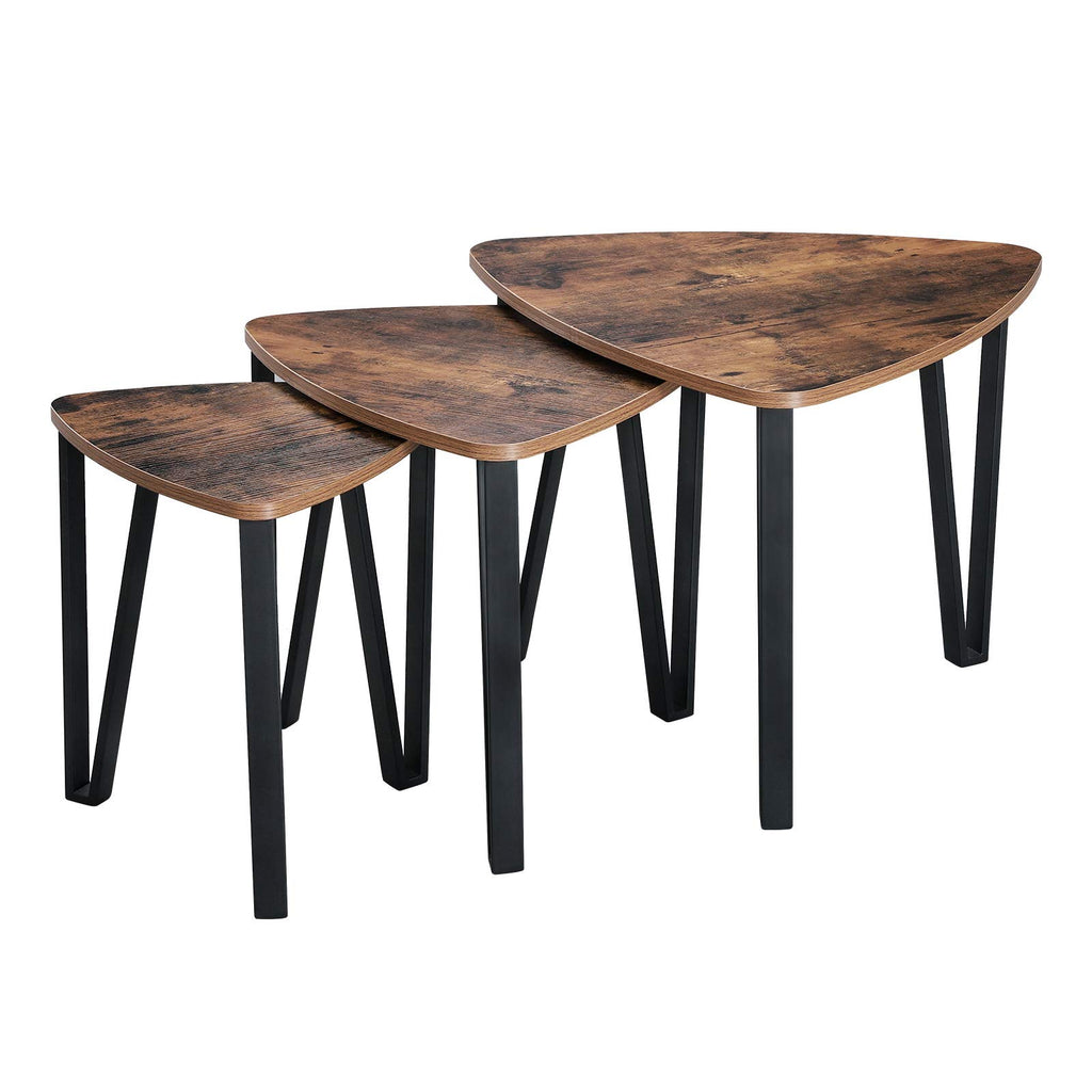VASAGLE Nesting Coffee Tables, End Tables Set of 2 for Living Room Bedroom, Industrial Small Stacking Side Tables with Metal Frame for Couch, Rustic Brown and Black ULET013B01