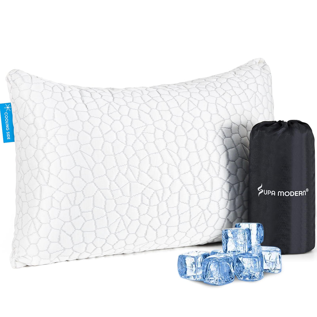 SUPA MODERN охлаждающие подушки для сна 2 шт. подушки из измельчённой пены с эффектом памяти регулируемые прохладные подушки для сна на боку, спине и животе роскошные гелевые подушки размера Queen комплект из 2 шт. съемные моющиеся чехлы