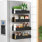 6 Pack Magnetic Spice Storage Rack Organizer for Refrigerator and Oven, Black Fridge Organizers and Storage