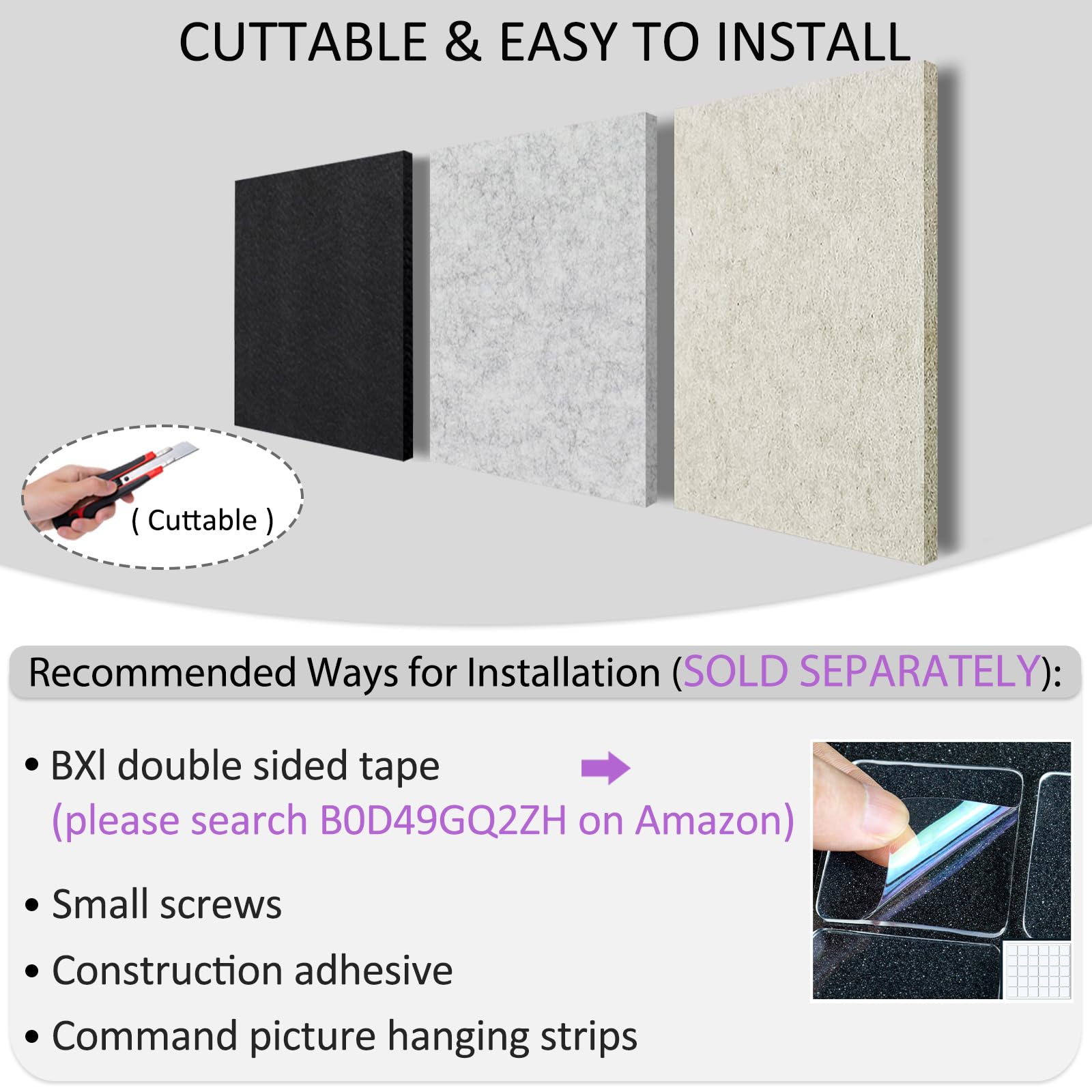 BXI Sound Absorber - 31.5 X 23.6 X 3/8 Inches 6 Pack High Density Acoustic Absorption Panel, Sound Absorbing Panels Reduce Echo Reverb, Tackable Acoustic Panels for Wall and Ceiling Acoustic Treatment