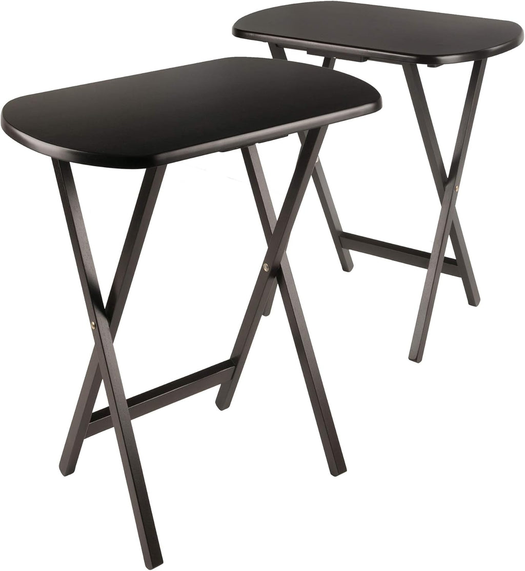 Winsome Cade Set of 2 Foldable Snack Tables, Oversized, for Living Room, 25", No Assembly, Coffee