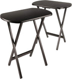 Winsome Cade Set of 2 Foldable Snack Tables, Oversized, for Living Room, 25", No Assembly, Coffee