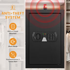 4.1 Cuft Fireproof Safe For Home Documents, Safe Box Fireproof Waterproof, Security Document Safes With Keypad Key Lock, Silent Mode, Removable Shelf, Large Digital Combination Safe For Money Jewelry