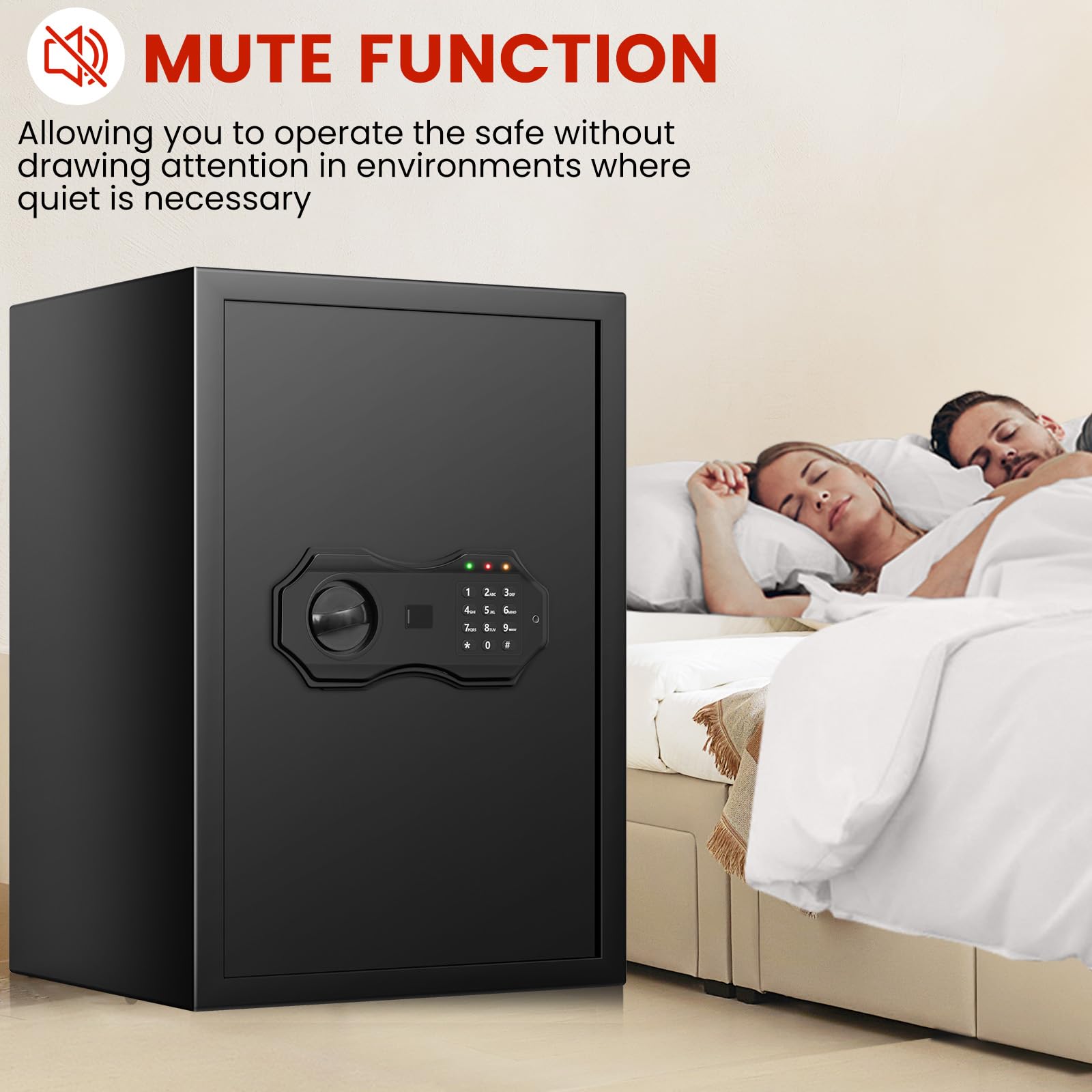 Coffre-fort domestique grand 3,0 pi³ avec sac ignifuge et étanche, coffres-forts numériques pour la maison avec serrure à clavier et clé, coffre-fort pour documents et argent, coffre de sécurité pour bureau, hôtel et usage personnel