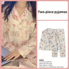 TradWloth Cute Women's Pajama Sets, Cartoon Print Sleepwear Long Sleeve Shirt and Casual Pajama Pants