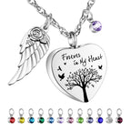 Dletay Heart Urn Necklace for Ashes with 12 Birthstones Cremation Jewelry for Ashes -Your Wings Were Ready My Heart Was Not