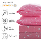 ست ملحفه کودکان یونیکورن صورتی JSD، سایز تویین، ۳ تکه، ملحفه‌های رختخواب میکروفایبر چاپ شده با طرح رنگین کمان برای دختران، جیب عمیق