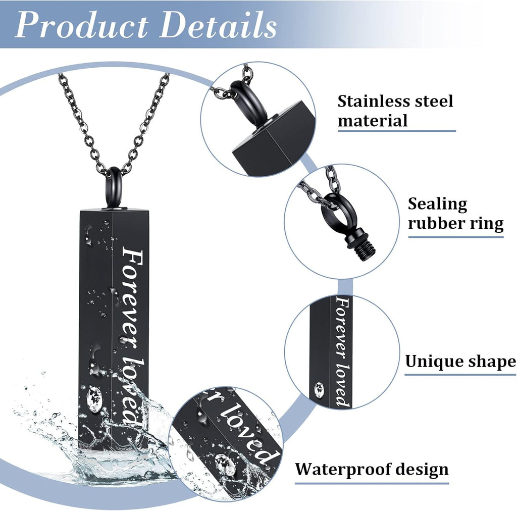 Jexine 10 Pcs Urn Necklace For Ashes Cremation Jewelry Wings Tear Drop Cross Crystal Ashes Necklace Stainless Steel Zircon Memorial Locket Vertical Bar Heart Waterproof Keepsake For Men