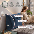 QINFFRRMI Velvet Triangular Wedge Pillow, Removable Cover Headboard Pillow for Daybed, Backrest Positioning Support Pillow Cushion Resting Reading Relaxing(Beige,Twin(39 * 20 * 8in))