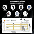 TOPENS DKC2000S Solar Sliding Gate Opener Chain Drive Automatic Gate Motor for Heavy Driveway Slide Gates Up to 4400 Pounds, Electric Gate Operator Battery Powered with Solar Panel Remote Control Kit