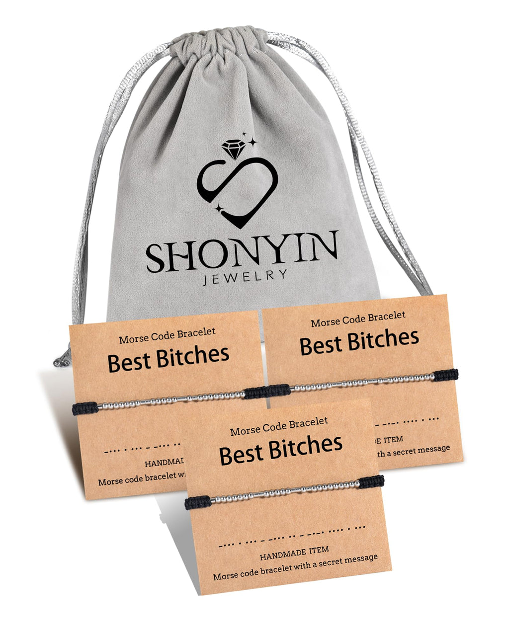 Cadeaux de Noël Shonyin pour Amis Meilleures Copines Bracelets en Code Morse pour Femmes Ensemble de Bracelets Assortis d'Amitié Meilleures Amies Bijoux pour la Journée des Galentines Cadeaux Uniques pour 3