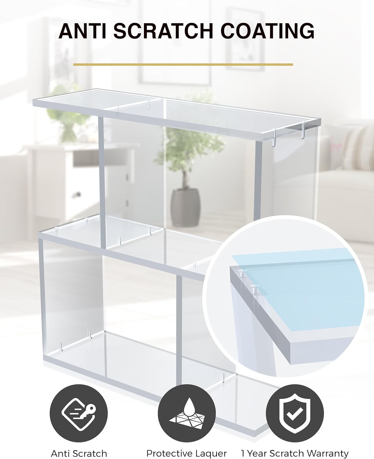 Arteriors Acrylic Coffee Table for Living Room - Clear Furniture End Table