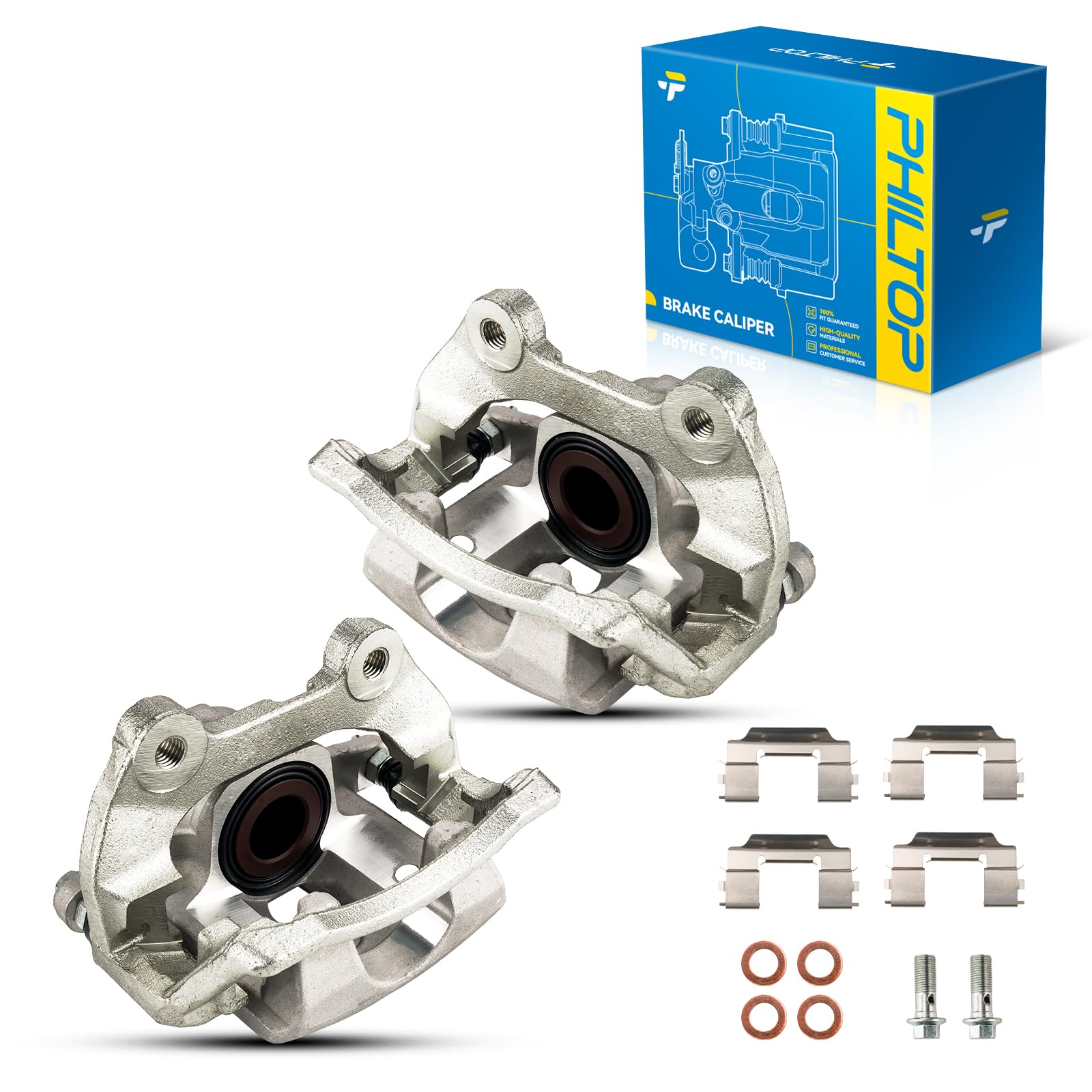 PHILTOP 18B5046 18B5047 Rear Disc Brake Caliper Assembly Fit for 2007-2017 Jeep Wrangler, 2008-2012 Jeep Liberty, 2007-2011 Dodge Nitro, 2018 Jeep Wrangler JK