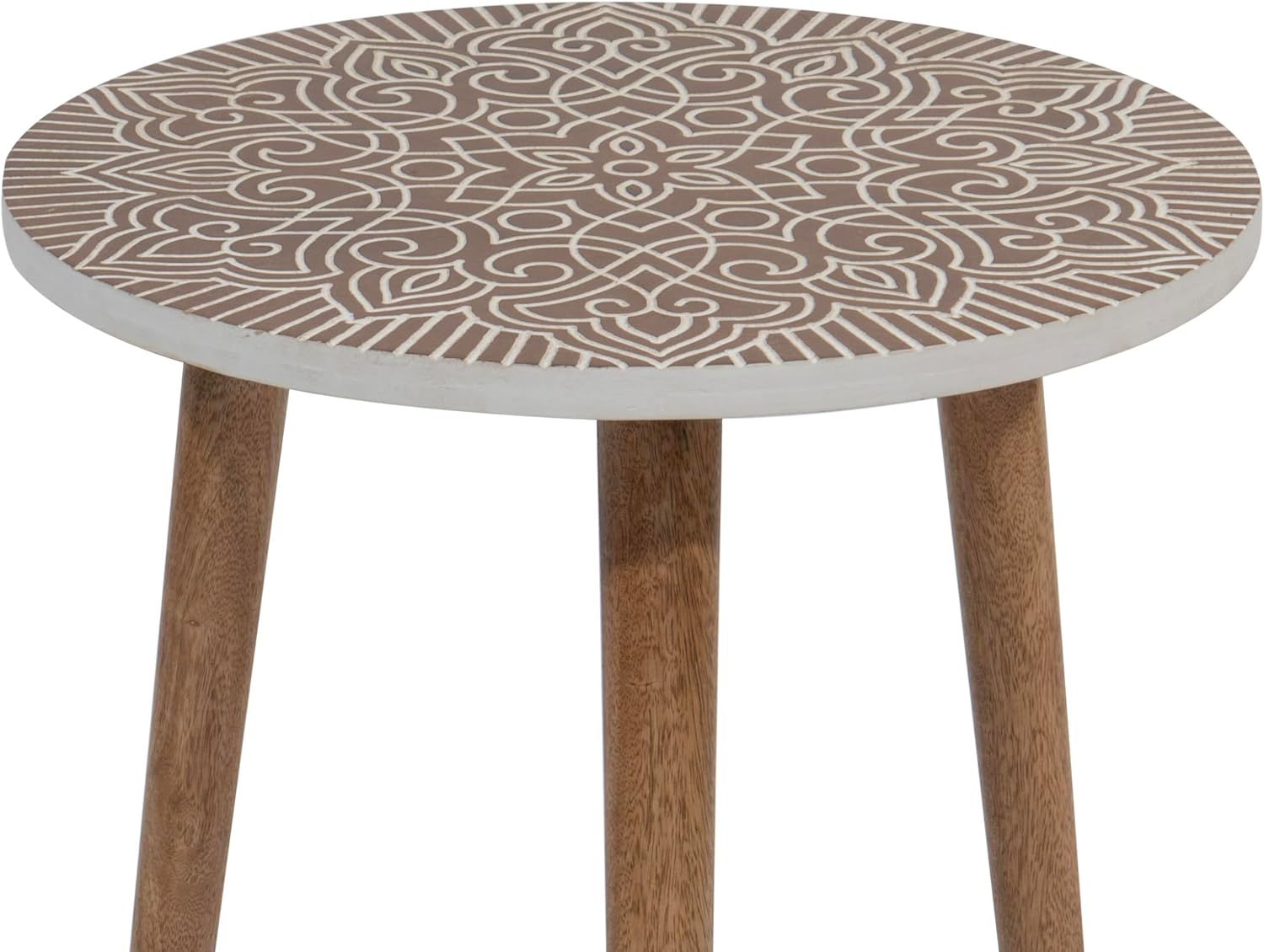 JFY Designs Carved Wooden Square Side Table Decorative Coffee Side Entryway,Modern Home Decor Table,Accent Table Living Room, Bedroom, Office,Hand Carved Farmhouse Rustic End Table