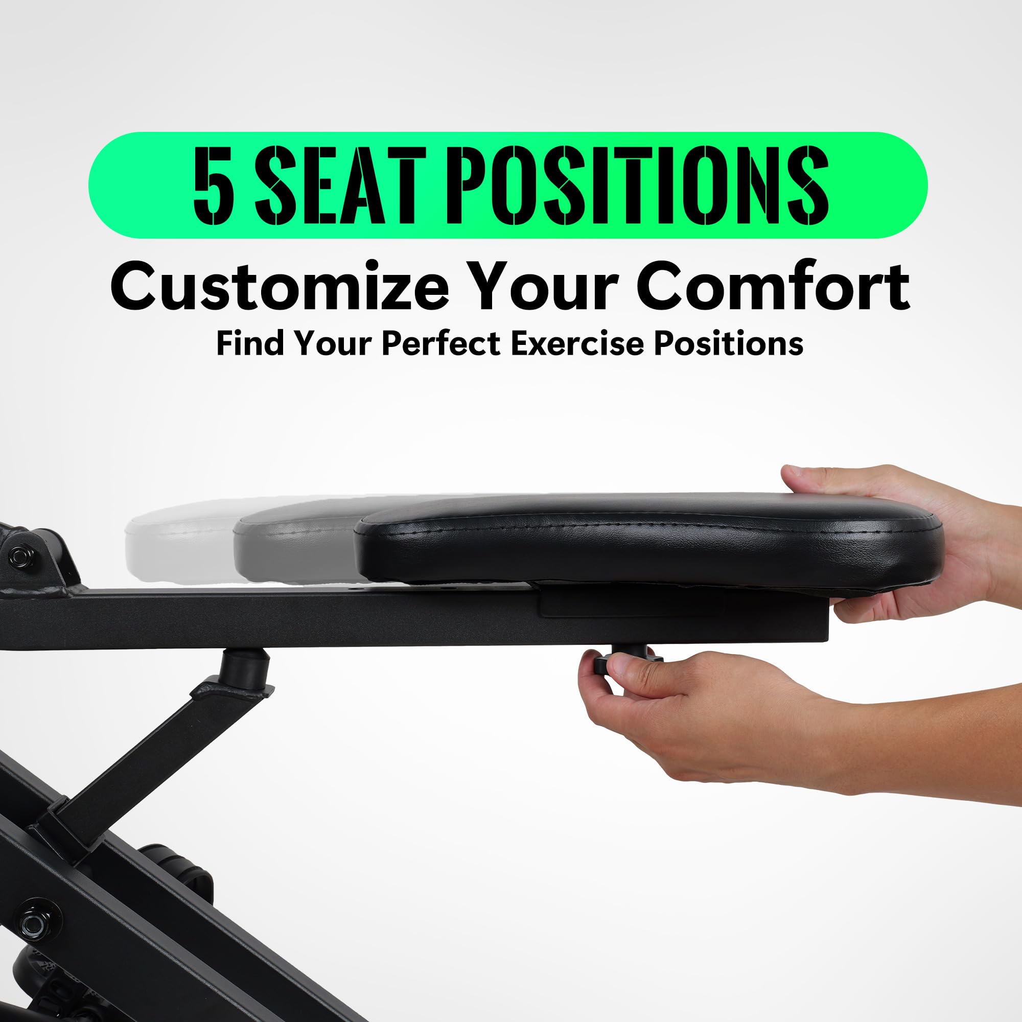 Leikefitness Entraîneur d'Assistance Squat pour Machine de Fitness des Jambes pour Gym à Domicile Machine à Squat, Machine 2 en 1 Vélo & Rameur pour Fessiers, Fessiers, Cuisses, Noir