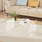 Acrylic Coffee Table, Modern Clear Rectangle Lucite Table for Living Room, Bedroom, Office (Clear, 31.5" L*19.7" W *15.7" H)
