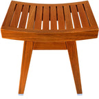 URFORESTIC Teak Shower Bench Teak Shower Stool Curved Seat