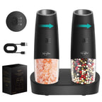 Sangcon Gravity Electric Pepper and Salt Grinder Mill Automatic Shaker Grinder with LED Light, Battery Powered Adjustable Coarseness One Hand Operation, Upgraded Larger Capacity, 1pc