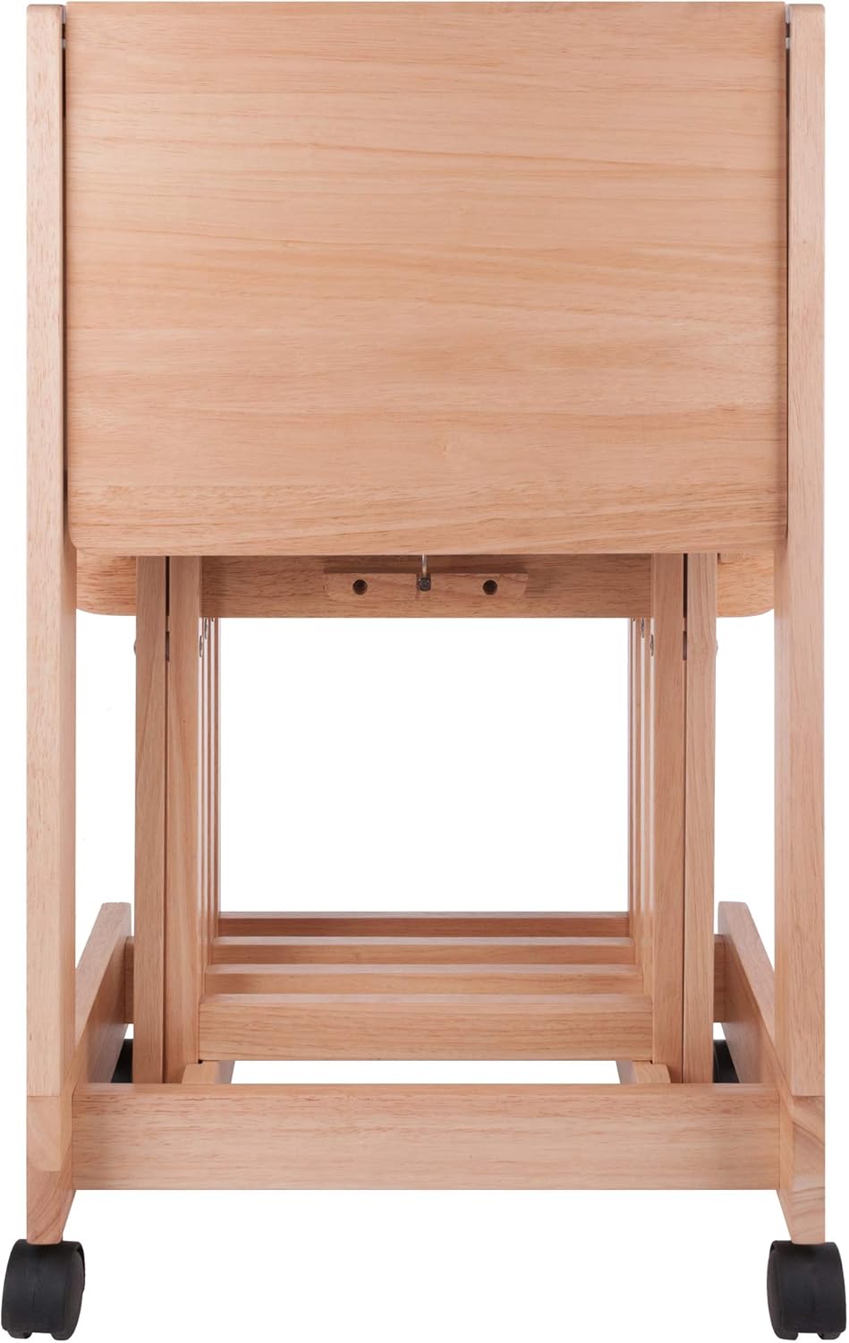 Winsome Brienda Snack Table Set with Mobile Serving Cart, for Living Room, Patio, 32", Natural, Set of 4 Tables