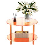 Acrylic Coffee Table, Small Round Modern Coffee Table for Living Room,23.6" D x 23.6" W x 16.5" H