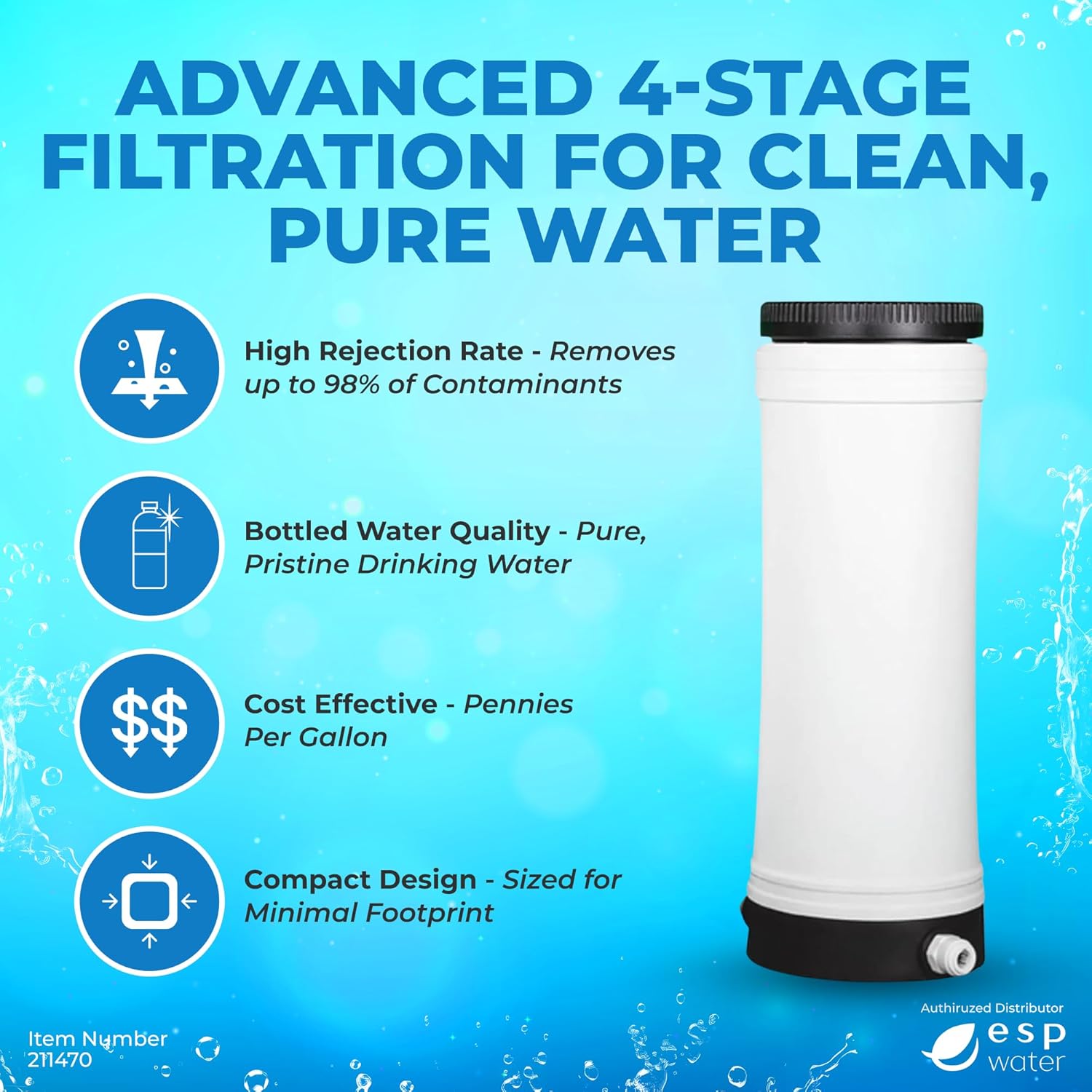 Axeon Solo I Reverse Osmosis Drinkin Water System - All-in-One 4 Stage Filtration, 50 GPD Compact RO, Carbon Block, High Flow Rate, Space-Saving Design, User-Friendly, Advance Membrane Technology