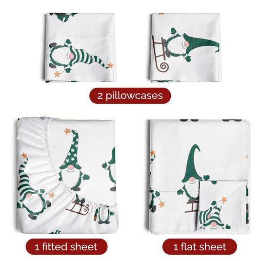 Queen Christmas Tree Sheet Set - Holiday Xmas Pattern Linen Set - Deep Pockets - Snug Fit - 4 Piece - Wrinkle Free - Comfy & Cooling Festive Winter Bedding - Easy To Care For - Kid Friendly