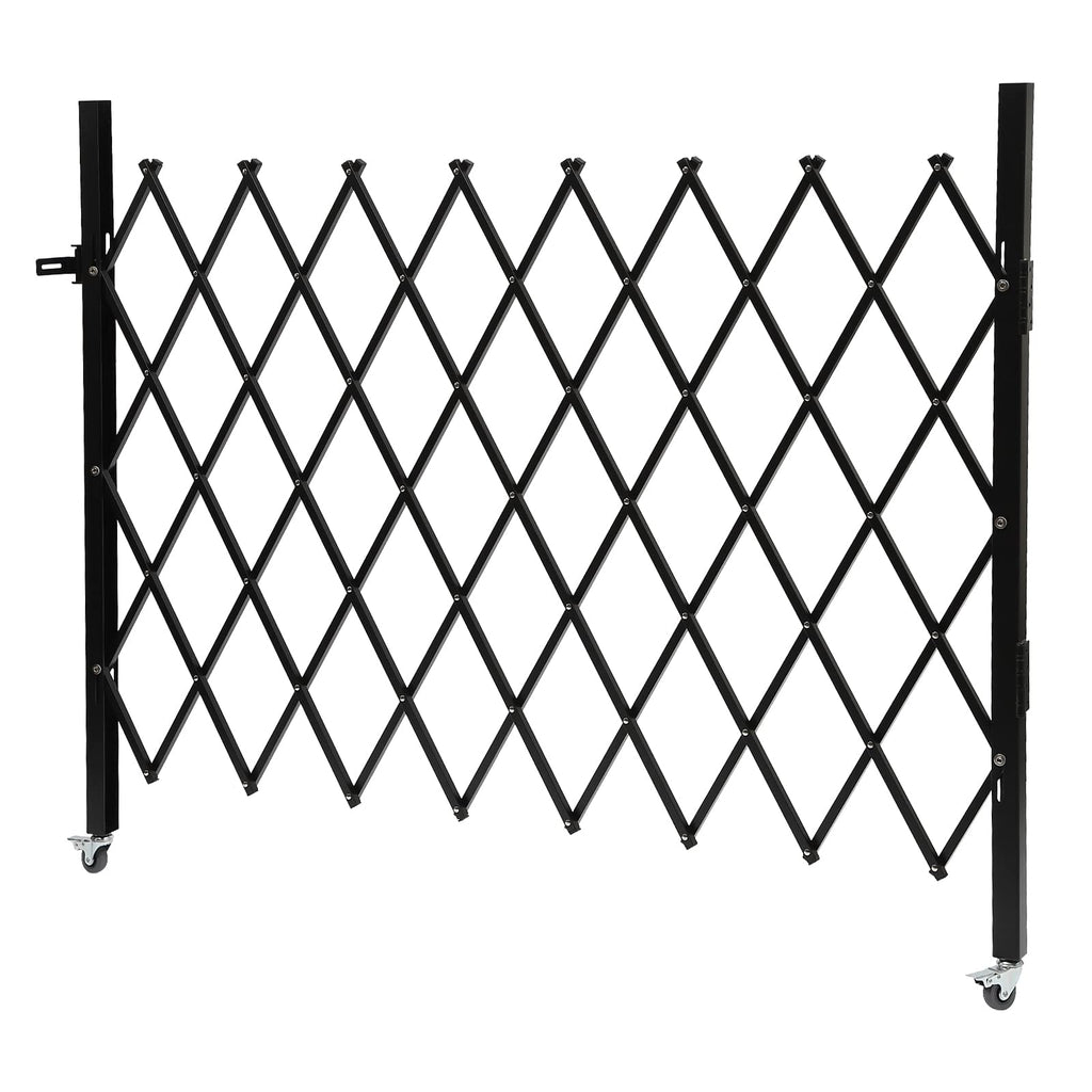Double Folding Security Door, 5.25' H x 9.84' W Wall Mounted Scissor Gate - Iron & Aluminum Alloy Accordion Gate with 360 Rolling Barricade