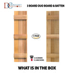 Design Craft Millworks 400368 15 Zoll x 72 Zoll 3-Brett Duo Naturzeder Brett-und-Riegel Fensterläden Paar