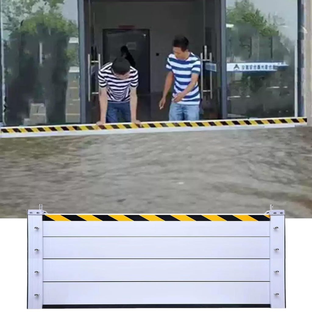 Metal Reusable Removable Flood Gate, Flood Preventing Barrier for Subways Garage, Thick Aluminum Flooding Water Barrier with Reflective Stickers, Length Customized(H-5.2ft(1.6m),L-8ft(2.44m))