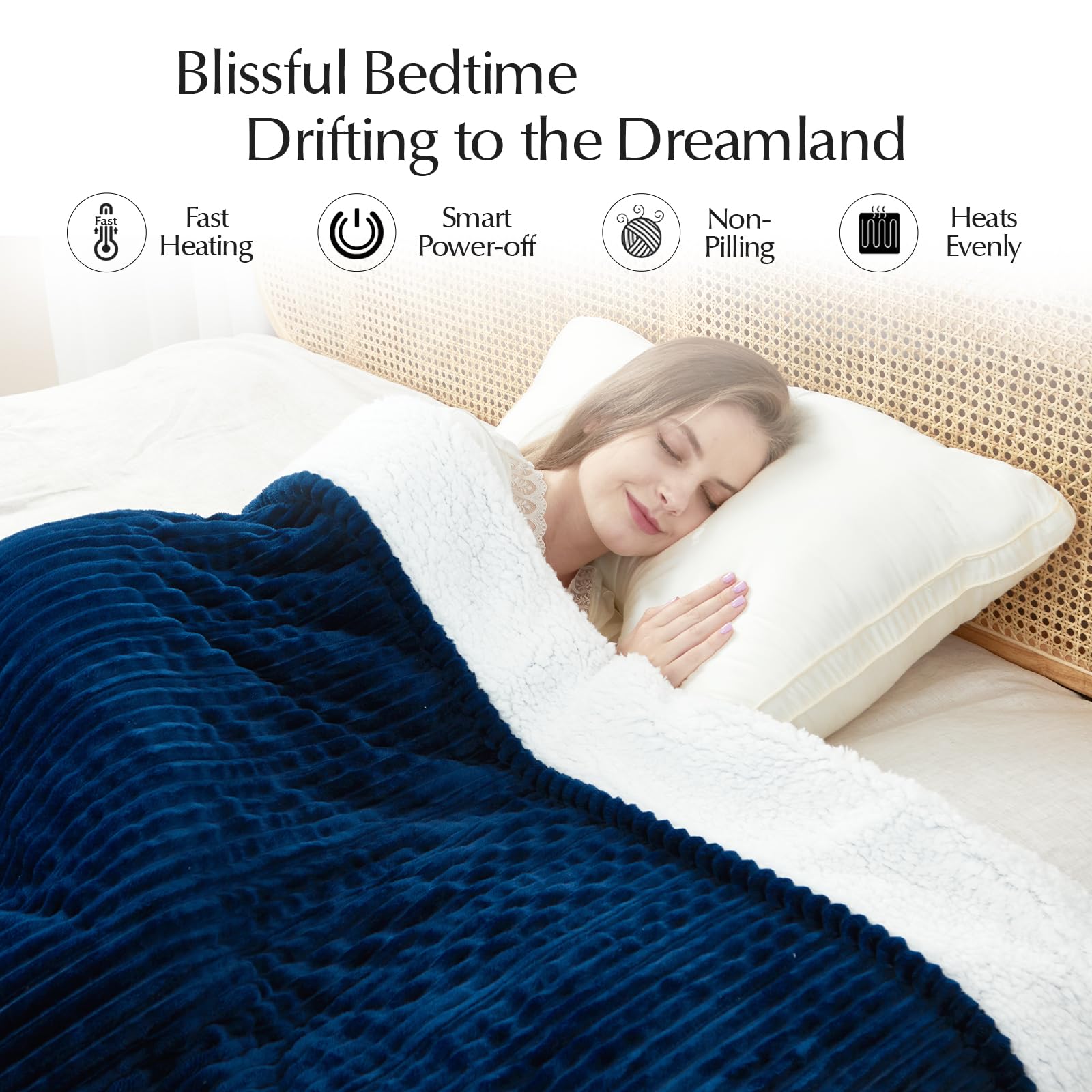 Heated Blanket Throw Size, Soft and Cozy Electric Heating Blanket for Bed, Automatic Safety System 6 Heating Levels & 4 Hours Auto-Off, 50" x 60" Dark Grey