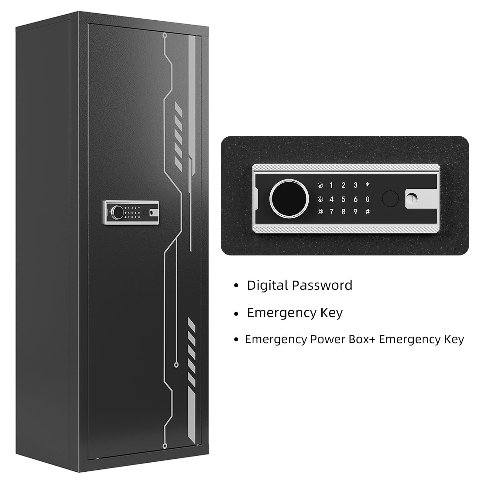 KAER 8-12 Gun Safe Multi-function Gun Safe, Gun Safe for Rifles and Pistols, Gun Cabinet, Large Gun Safe for Home Rifles and Shotguns, Electronic Gun Cabinet with Removable Shelf and Gun Rack (1450)