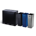 Home Zone Living 16 Gallon Large Kitchen Trash Can with Three Compartments for Recycling, Stainless Steel, Silver, 60 Liters Total