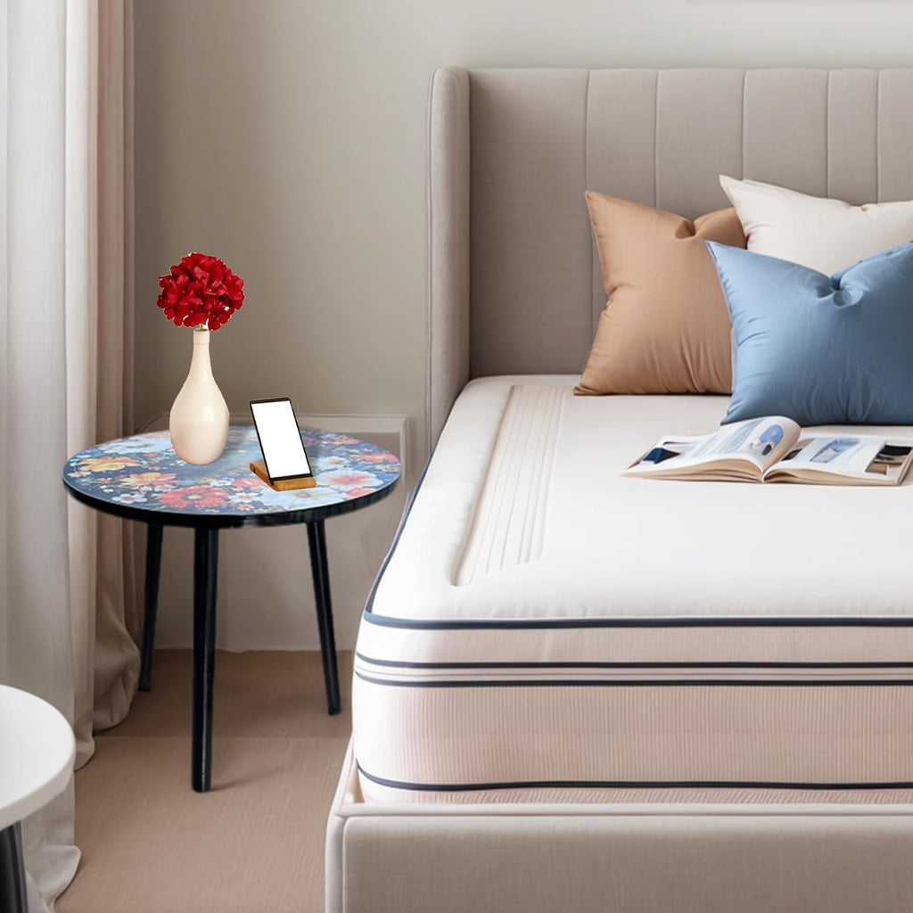 Round End Table, Small Round Drink SideTable, 3 Legged Living Room End Tables, Mid Century Modern Small Coffee Table for Bedroom Balcony Living Room (15.75" D x 18.5" H)